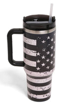 American Flag 40oz Handle Tumbler: Black/Gray