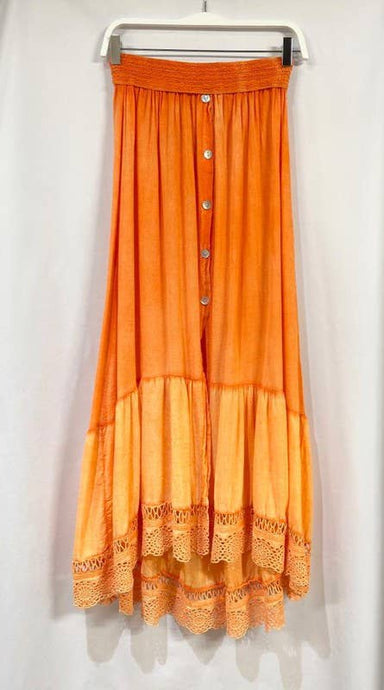 Orange Braided Floral Maxi Venti Skirt