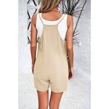 Beige Scoop Neck Spaghetti Straps Loose Fit Solid Romper