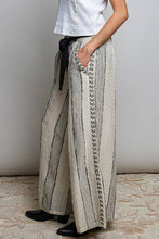 Black Striped Textured Fabric Crafted Waistband Wide-Leg Pants
