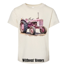 Kids Pink Tractor Rhinestone Graphic Tee
