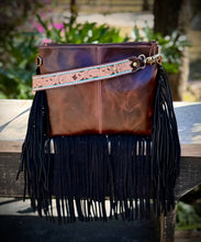 Upcycled LV Tooled Leather Cowhide Crossbody Bag Western 