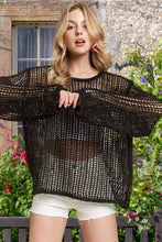 Black Sequins Accent Crochet Cover Up