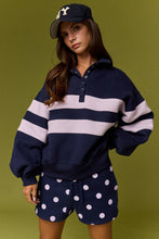 Navy Lilac Lottie Stripe Rugby Pullover
