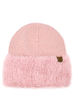 C.C Fur Cuff Beanie Winter Hat: Ivory