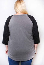 Heather Grey Plus 3/4 Sleeve Scoop Neck Raglan Tee