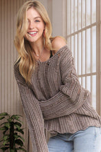 Mocha Distressed Mineral Washed Sweater