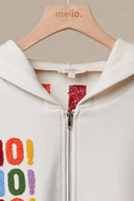 Ivory Multi HoHoHo Christmas Patch Zip-Up Hoodie