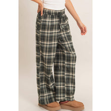 Green Plaid Wide-Leg Pants
