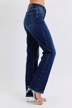 Dark Mid Rise Straight Leg with Fray Hem Judy Blue Jeans