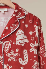 Red Floral Print Button-Up Cardigan Loungewear