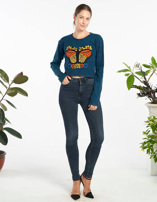 Rust Long Sleeves Crop Top