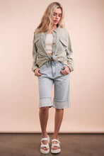 Denim Mineral Washed Oversized Gauze Shacket Jacket