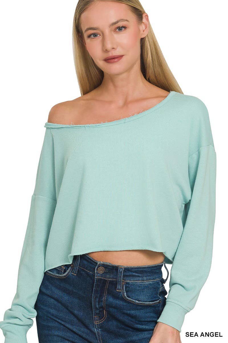 Sea Angel French Terry Boatneck Crop Top
