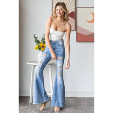 Denim Stud Detail Distressed Stretchy Flare Oli+Hali Jeans