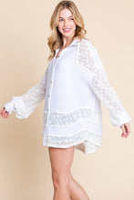 White Lace Mixed Oversized Shirt
