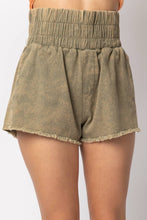 Blue High-Waist Washed Twill Shorts