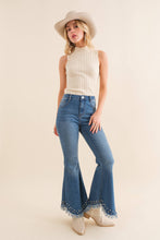 Blue B Destressed Bottom Edge w/ Rhinestone Jeans: MED DENIM