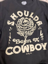 Vintage Black Shoulda Been A Cowboy Oversized  Cropped  T- shirt