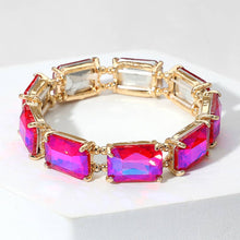 Multi Emerald Cut Stone Stretch Evening Bracelet