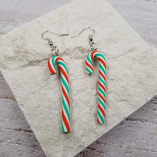 Christmas Candy Cane Sweet Earrings: Red