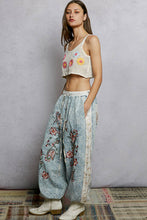 Denim Floral Embroidery Print Patch Denim Jogger POL Pants