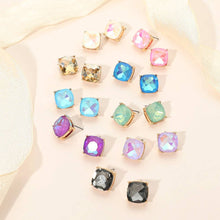 Multi Square Cushion Stud Earrings