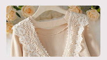 Beige Lace Backless Knit Sweater Top