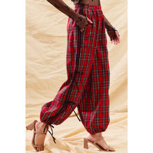 CHRISTMAS CHECKERED PLAID JOGGER TRACK PANTS: RED CHECK / M