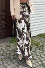 Coffee Abstract Print Midi Skirt