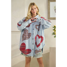 Blue Washed Plaid Heart Patchwork Button Down Oli+Hali Shirt