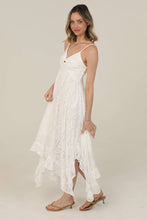 Ivory Twist Front Hanky Hem Lace Maxi Dress