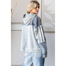 Grey Denim Washed Mixed Hooded Pullover Oli+Hali Top