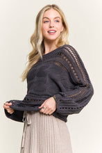 Charcoal Grey Crocheted Open Knit Pullover