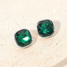 Green Square Cut Gem Evening Stud Earrings