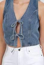 Medium Wash Tie-Front Denim Vest