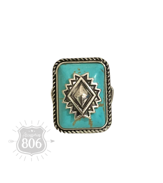 Rectangle stone ring: Turquoise