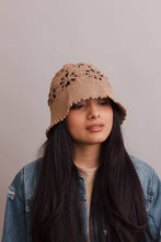 Floral Crochet Bucket Sun Hat: Natural
