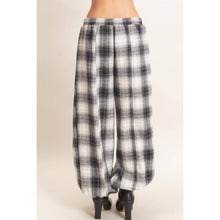 Black Plaid Drawstring Jogger Pants