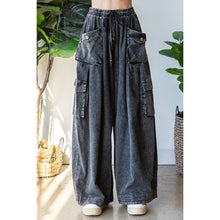 Black Washed 3D Pocket Slouchy Wide Leg Oli+Hali Pants
