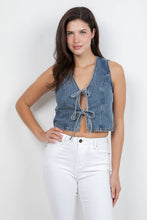 Medium Wash Tie-Front Denim Vest