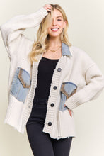 Ivory Distressed Ribbed Knit Cardigan