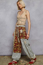 Red Multi Crochet patch detail contrast patchwork printed woven POL pants