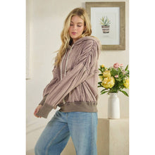 Mocha Cream Washed Quilted Hooded Oli+Hali Pullover