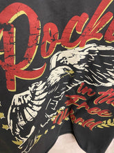 Vintage Black Rockin in the Free World  Oversized  Cropped  T- shirt