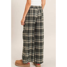 Green Plaid Wide-Leg Pants