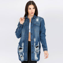 Blue Long Length Denim Shacket