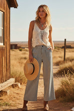 Black White Stretch Striped Wide Leg Pants