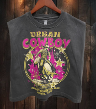 Faded Black Urban Cowboy Honky Tonk Bash Boxy Midriff Muscle top