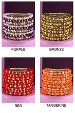 Silver 9 Set Colorful Stackable Beaded Stretch Bracelet